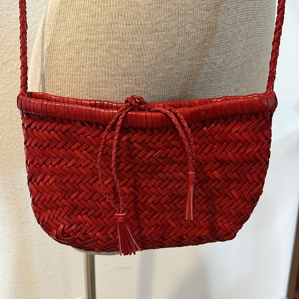 Dragon Diffusion Red Woven Crossbody Bag
